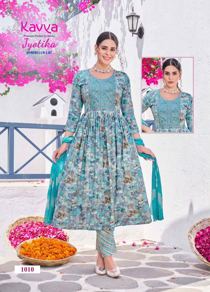 Jyotika Vol 1 By Kavya Alia Cut Printed Kurti With Bottom Dupatta Wholesale Shop In Surat